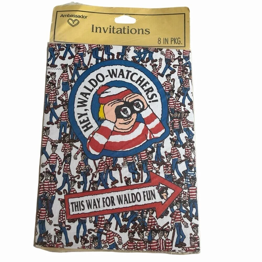 Vintage 1991 Where’s Waldo Birthday Party Invitations Sealed 8 Pk Waldo Watchers